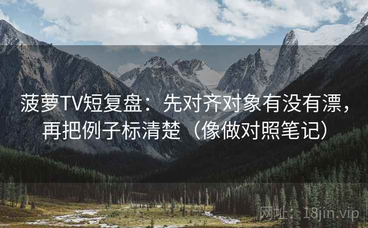 菠萝TV短复盘：先对齐对象有没有漂，再把例子标清楚（像做对照笔记）